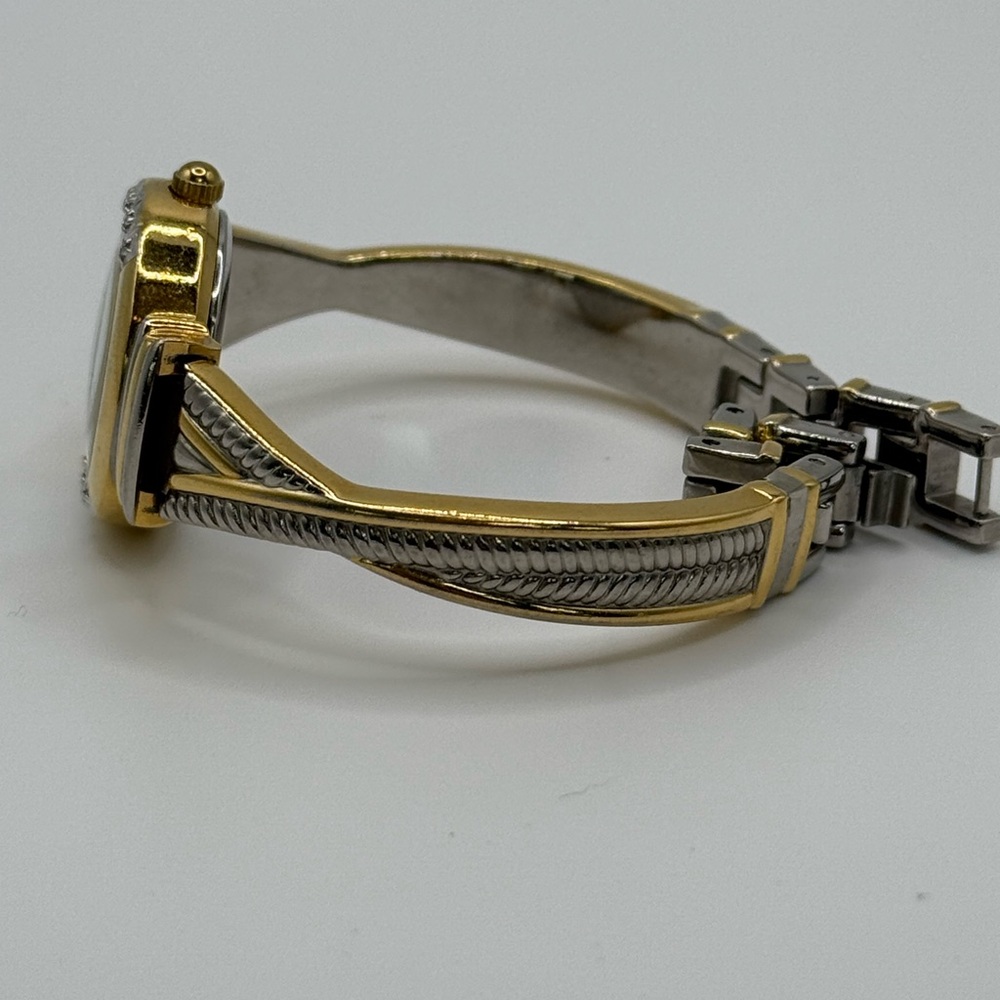 Anne Klein Gold and Silver tone Women's Bangle Watch with diamonds - Picture 3 of 14